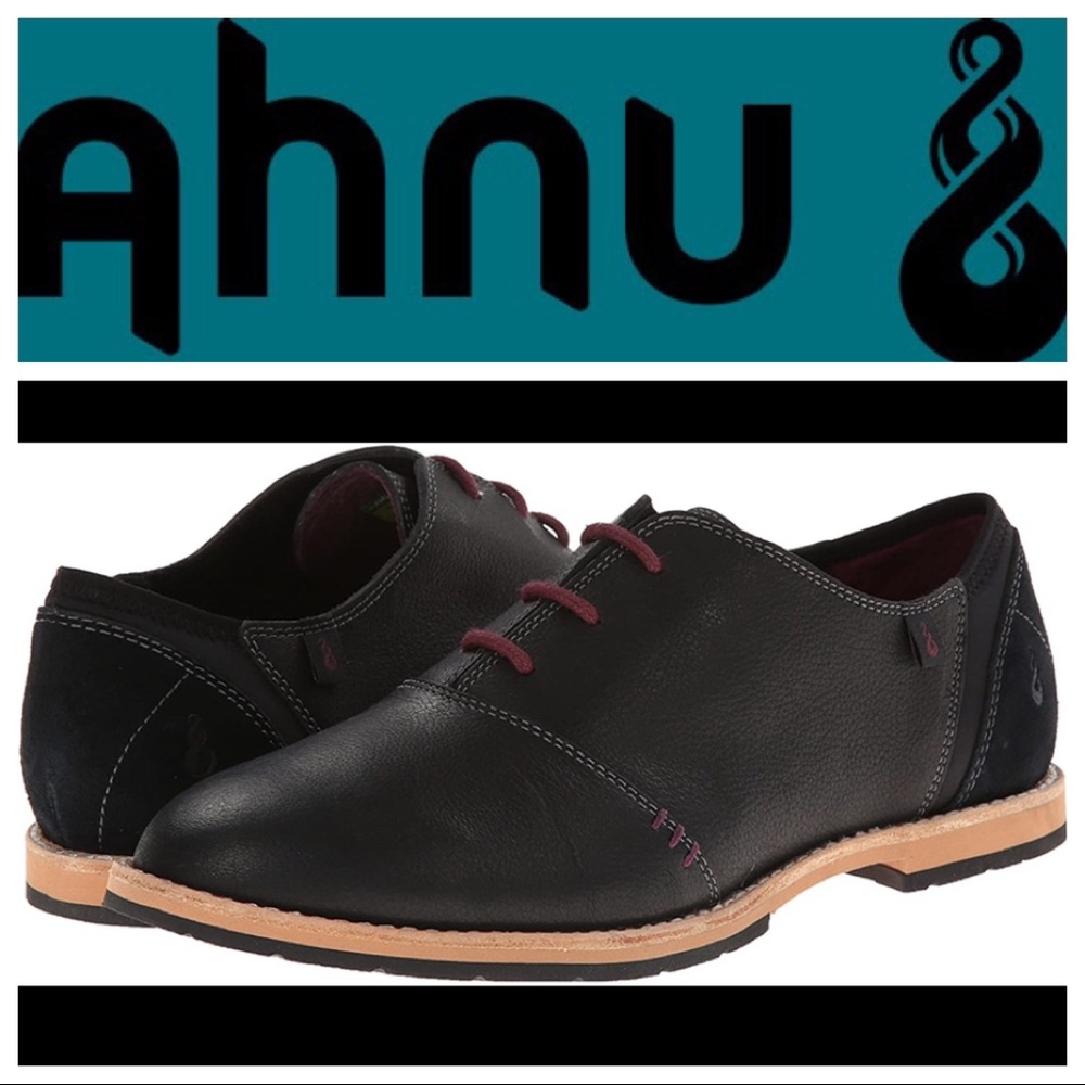 Ahnu (Teva) Black Leather “Emery” Oxfords